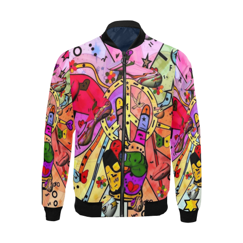 Peace Popart by Nico Bielow All Over Print Bomber Jacket for Men (Model H19)