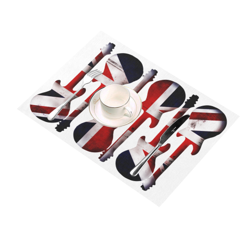 Union Jack British UK Flag Guitars Placemat 14’’ x 19’’ (Set of 2)