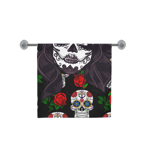 mexican skull lady Bath Towel 30"x56"
