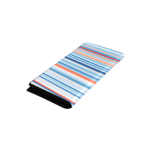 blue and coral stripe 2 Women's Leather Wallet (Model 1611)