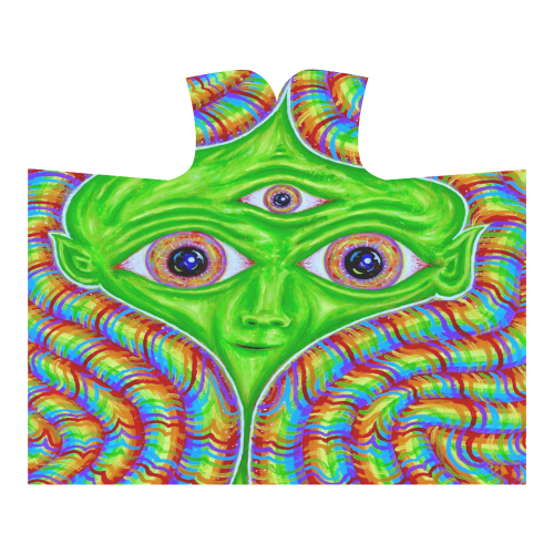 Portrait of an Alien Looking at Sound Hooded Blanket 60''x50''