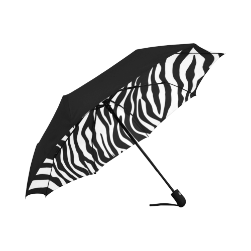 Zebra Stripes Pattern - Traditional Black White Anti-UV Auto-Foldable Umbrella (Underside Printing) (U06)
