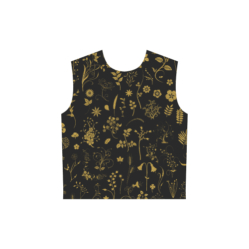 Ethno Floral Elements Pattern Gold 1 All Over Print Sleeveless Hoodie for Women (Model H15)