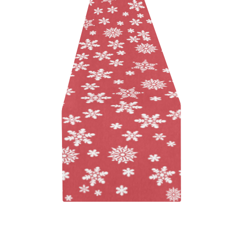 Winter Snowflakes on Red Table Runner 14x72 inch