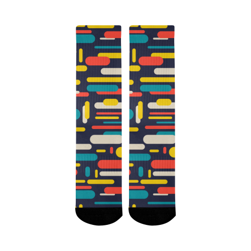 Colorful Rectangles Mid-Calf Socks (Black Sole)