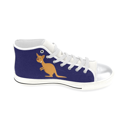 Soft Blue Navy Blue Kangaroo shoe High Top Canvas Shoes for Kid (Model 017)
