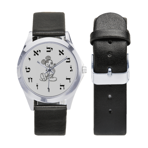 projet bar mitzva 6 Unisex Silver-Tone Round Leather Watch (Model 216)
