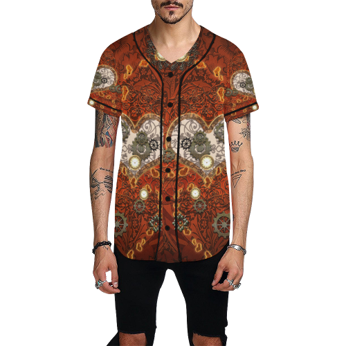 Steampunk, wonderful hearts All Over Print Baseball Jersey for Men (Model T50)