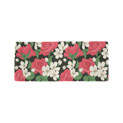 Pink, White and Black Floral Mini Bifold Wallet (Model 1674)
