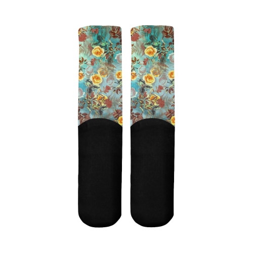flowers 3 Mid-Calf Socks (Black Sole)