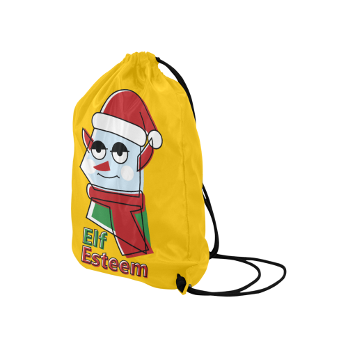 Elf Esteem CHRISTMAS YELLOW Medium Drawstring Bag Model 1604 (Twin Sides) 13.8"(W) * 18.1"(H)