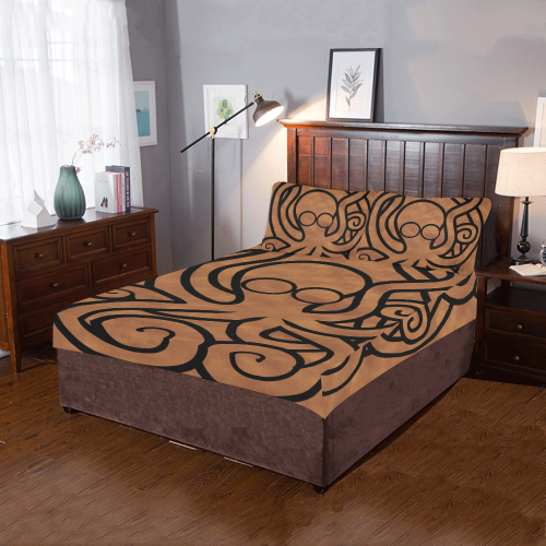 Octo-Doodle-Pus Brown 3-Piece Bedding Set
