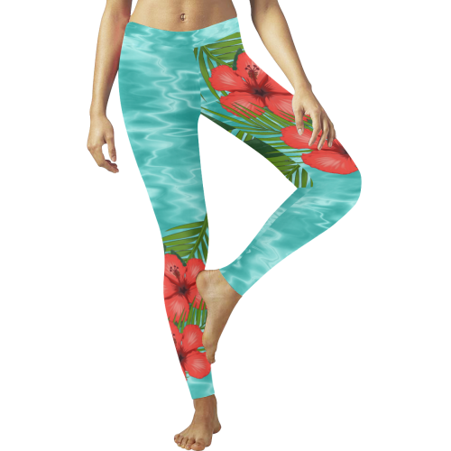 Tropical Vacation Women's Low Rise Leggings (Invisible Stitch) (Model L05)