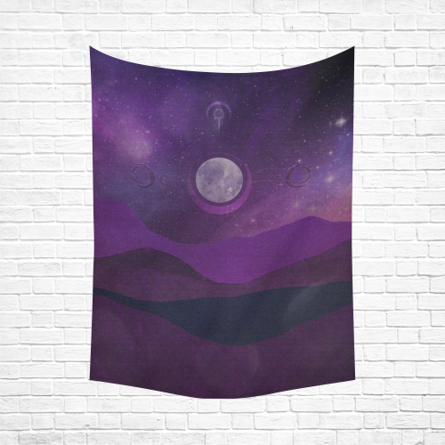 Purple Moon Night Cotton Linen Wall Tapestry 60"x 80"