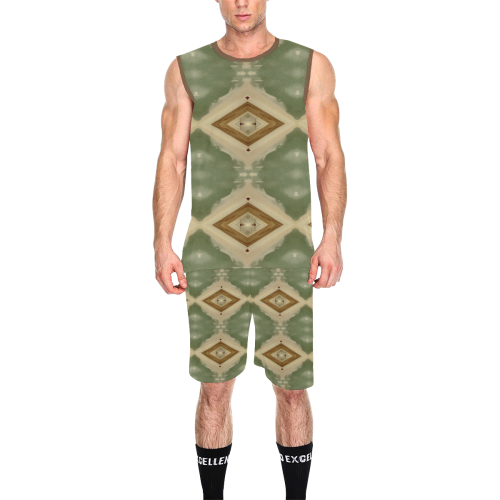 Geometric Camo All Over Print Basketball Uniform