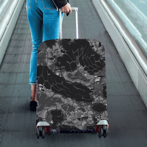 night dragon reptile scales pattern camouflage in dark gray and black Luggage Cover/Large 26"-28"