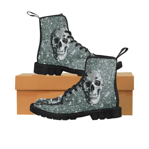 Modern sparkling Skull E by JamColors Martin Boots for Women (Black) (Model 1203H)