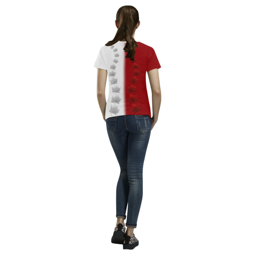 Canada T-Shirts Womens' Plus Size All Over Print T-shirt for Women/Large Size (USA Size) (Model T40)