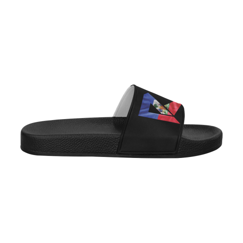 Women's Slide Sandals Haitian Flag (Black) Women's Slide Sandals (Model 057)