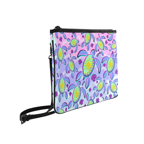 Sea Turtle and Sun Abstract Glitch Ultraviolet Slim Clutch Bag (Model 1668)