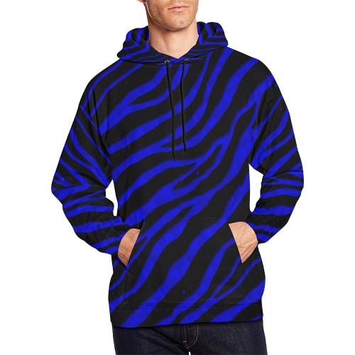 Ripped SpaceTime Stripes - Blue All Over Print Hoodie for Men/Large Size (USA Size) (Model H13)