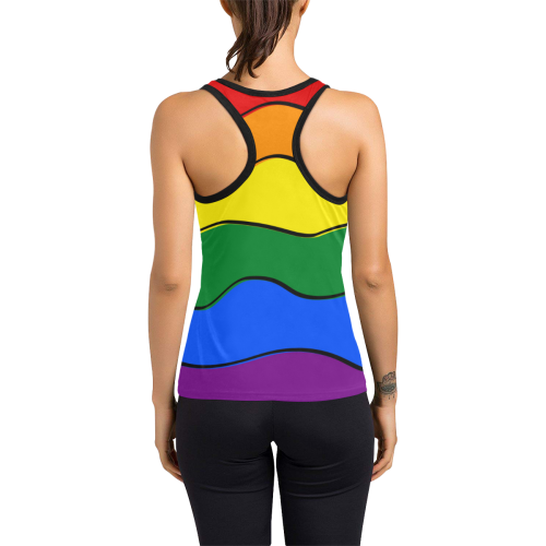 Gay Pride - Rainbow Flag Waves Stripes 1 Women's Racerback Tank Top (Model T60)