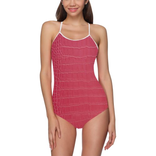 Red Snake Skin Strap Swimsuit ( Model S05)