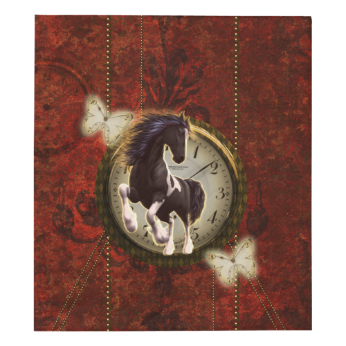 Wonderful horse on a clock Quilt 70"x80"
