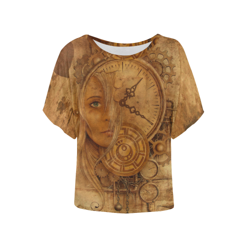 A Time Travel Of STEAMPUNK 1 Women's Batwing-Sleeved Blouse T shirt (Model T44)