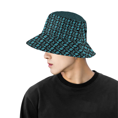 NUMBERS Collection Symbols Teal/Black All Over Print Bucket Hat for Men