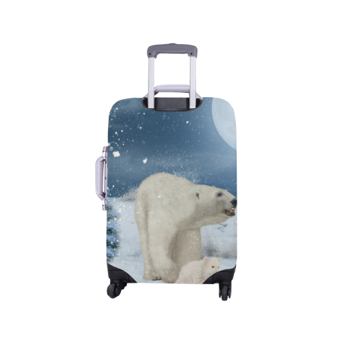 Polar bear mum with polar bear cub Luggage Cover/Small 18"-21"