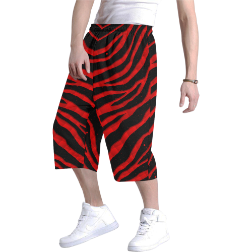 Ripped SpaceTime Stripes - Red Men's All Over Print Baggy Shorts (Model L37)