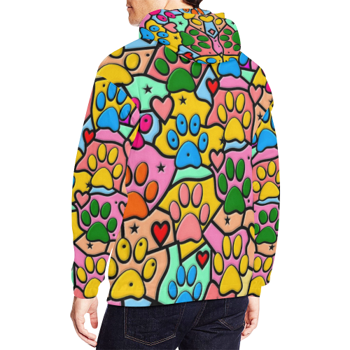 Paws Popart by Nico Bielow All Over Print Hoodie for Men/Large Size (USA Size) (Model H13)