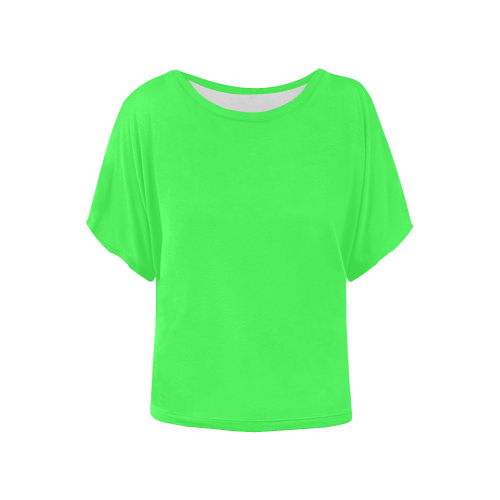 brightneongreen Women's Batwing-Sleeved Blouse T shirt (Model T44)