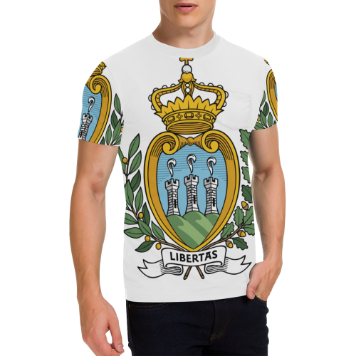 SAN MARINO Men's All Over Print T-Shirt with Chest Pocket (Model T56)