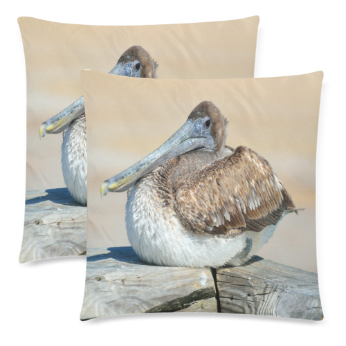 Pelican On The Dock Custom Zippered Pillow Cases 18"x 18" (Twin Sides) (Set of 2)