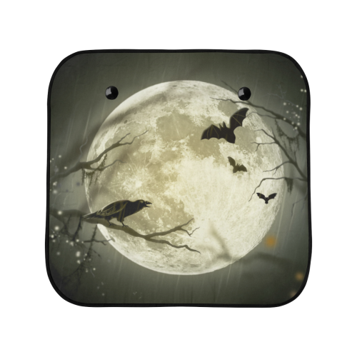 A Full Moon Night With Bats And Crow Car Sun Shade 28"x28"x2pcs