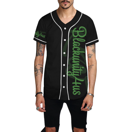 New Dark Green & Black By RW All Over Print Baseball Jersey for Men (Model T50)