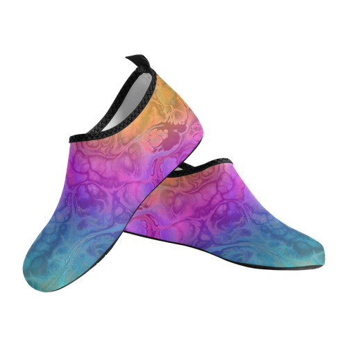 Fractal Batik ART - Hippie Rainbow Colors 1 Men's Slip-On Water Shoes (Model 056)