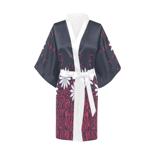 Navy Blazer & Fiery Coral Kimono Robe