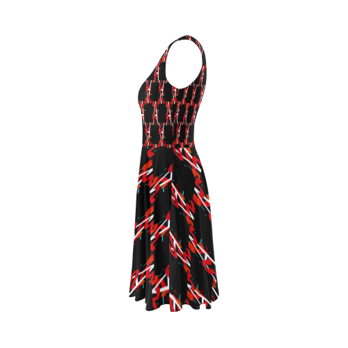 Black and Red Sleeveless Ice Skater Dress (D19)