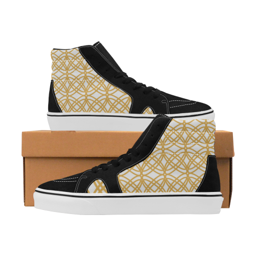 Abstract  pattern - bronze and white. Women's High Top Skateboarding Shoes/Large (Model E001-1)