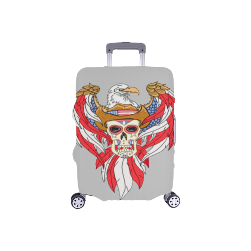 American Eagle Sugar Skull Lt Grey Luggage Cover/Small 18"-21"