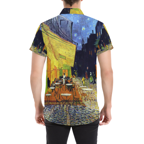 Vincent Willem van Gogh - Cafe Terrace at Night Men's All Over Print Short Sleeve Shirt (Model T53)