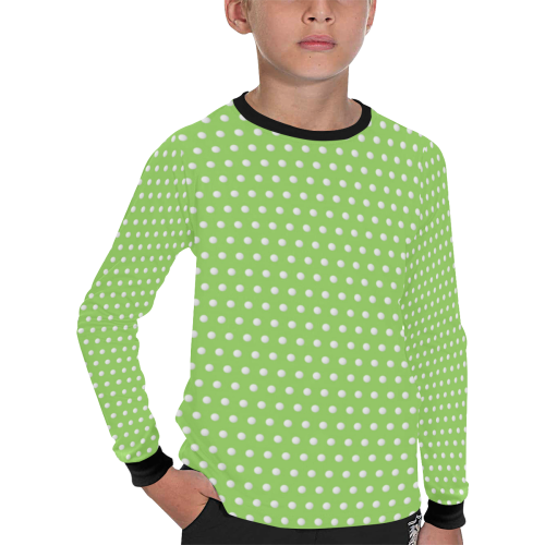 Polka Dot Pin Lime Kids' All Over Print Long Sleeve T-shirt (Model T51)