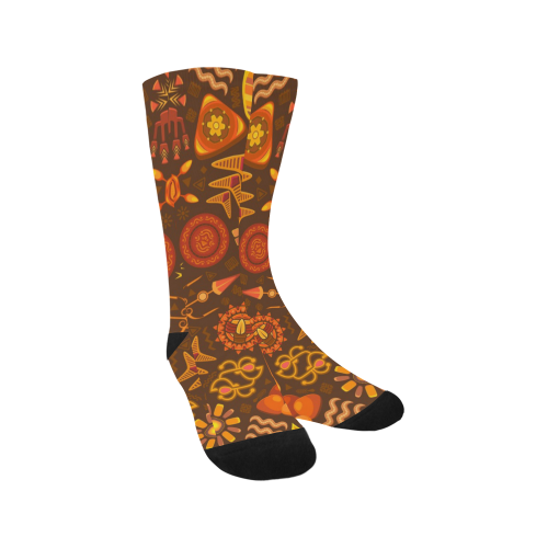 Ethno Pattern Orange Men's Custom Socks
