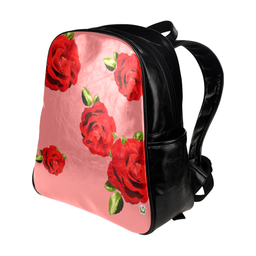 Fairlings Delight's Floral Luxury Collection- Red Rose Multi-Pockets Backpack 53086b3 Multi-Pockets Backpack (Model 1636)