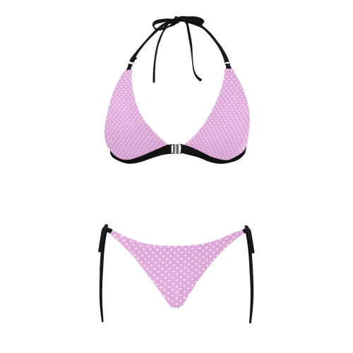 Polka-dot pattern Buckle Front Halter Bikini Swimsuit (Model S08)