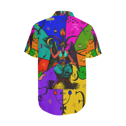 Awesome Baphomet Popart Men's Short Sleeve Shirt with Lapel Collar (Model T54)
