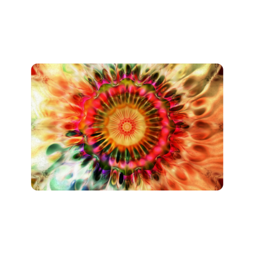 Magic Fractal Flower - Psychedelic Magenta Red Doormat 24"x16"